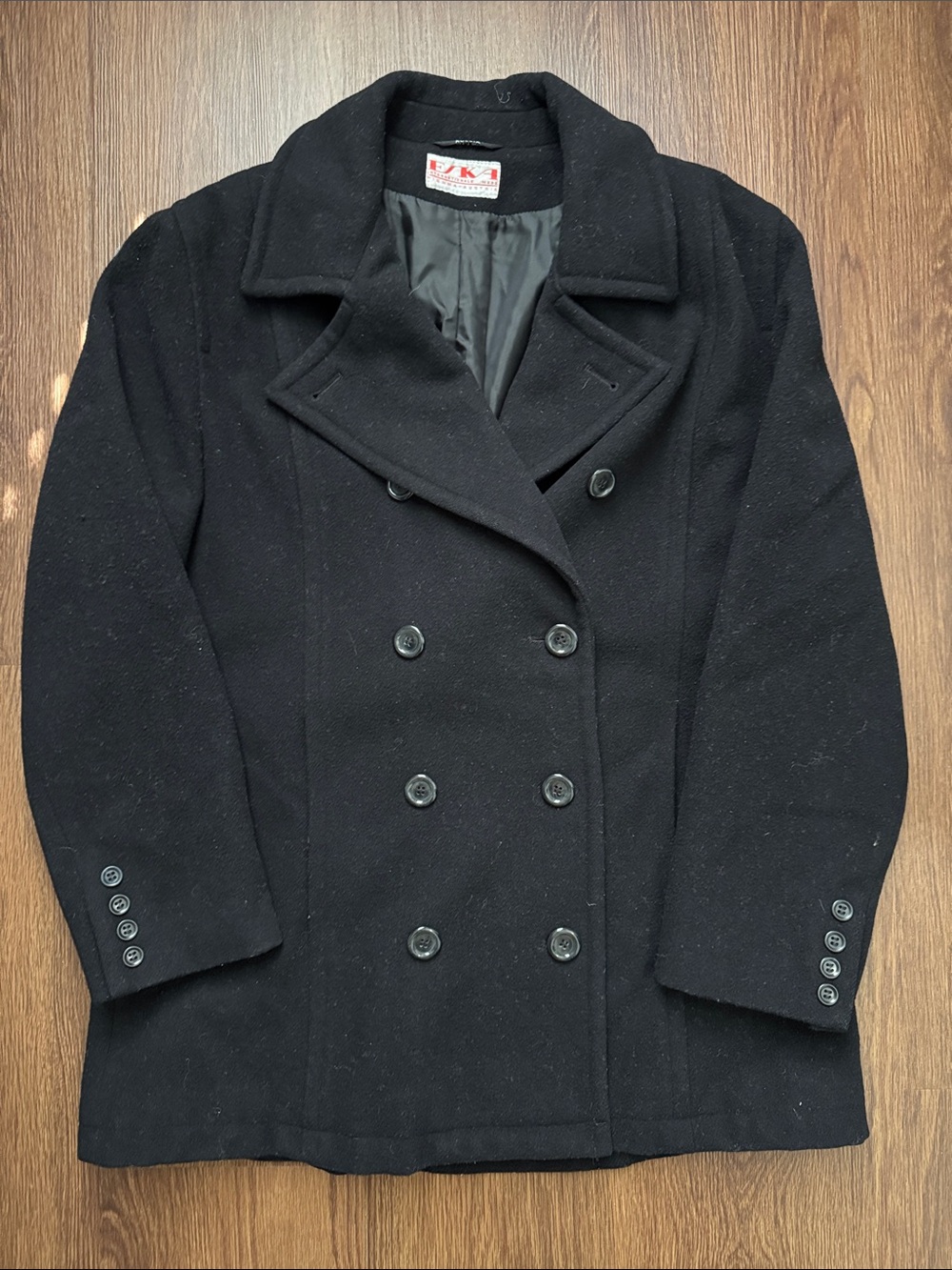 Classic Black Women's Double-Breasted Peacoat